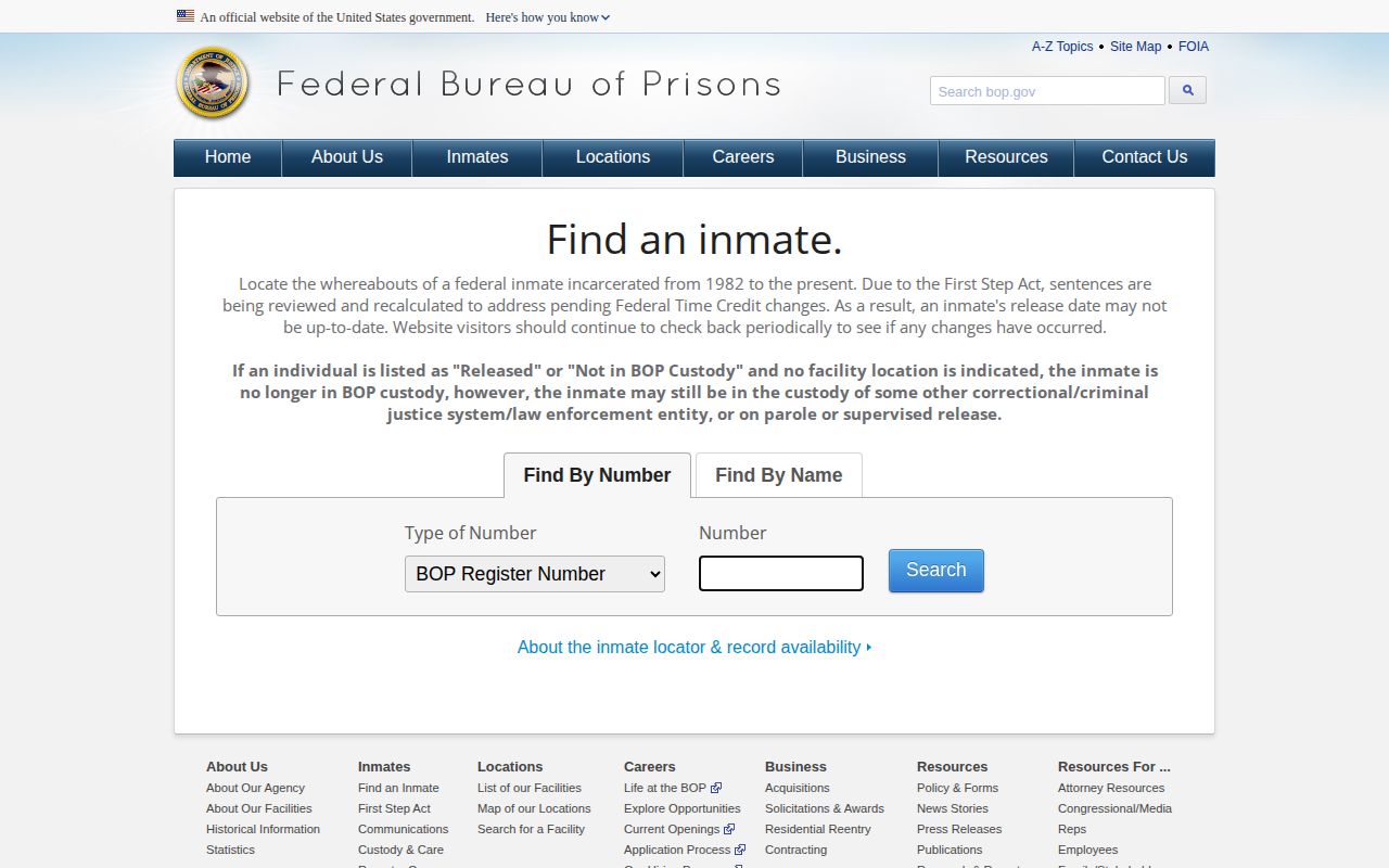 Marshall County federal inmate release lookup through BOP